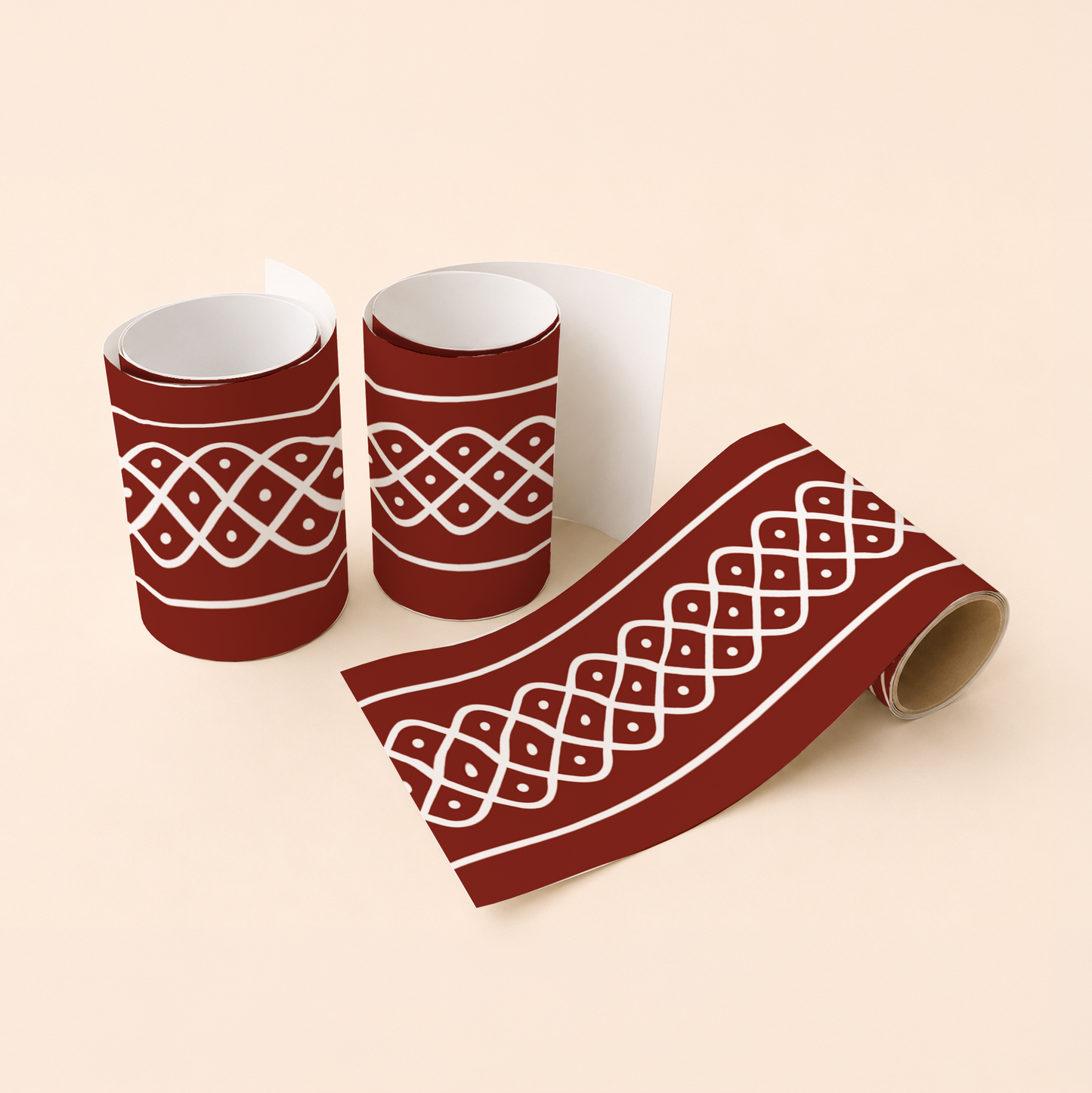 Sikku Kolam Border Band for Walls & Staircases | Traditional South Indian Peel & Stick Wall Border Decal | Air-Release Self-Adhesive Vinyl (48 x 5 Inches)