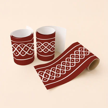 Sikku Kolam Border Band for Walls & Staircases | Traditional South Indian Peel & Stick Wall Border Decal | Air-Release Self-Adhesive Vinyl (48 x 5 Inches)