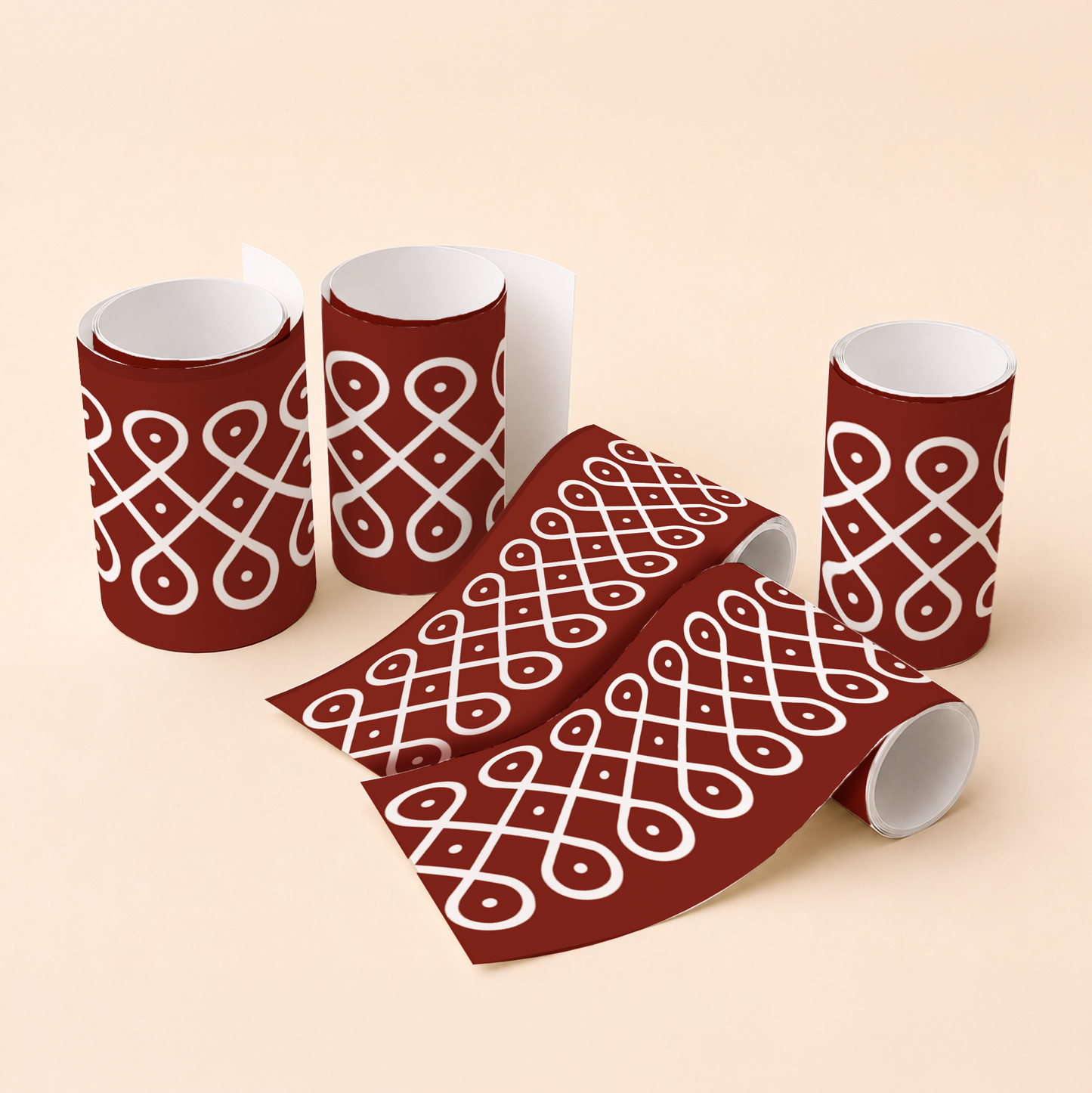 Sikku Kolam Border Band for Walls & Staircases | Traditional South Indian Peel & Stick Wall Border Decal | Air-Release Self-Adhesive Vinyl (48 x 5 Inches)