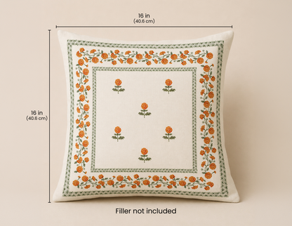 Hand stitched Marigold Floral Cushion Cover
