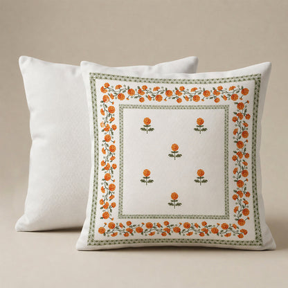 Hand stitched Marigold Floral Cushion Cover