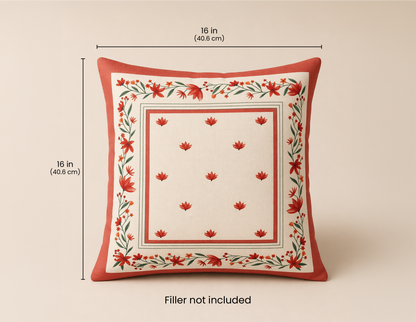Hand stitched Floral Border Cushion Cover