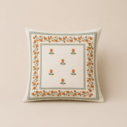 Hand stitched Marigold Floral Cushion Cover