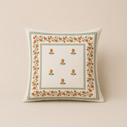 Hand stitched Marigold Floral Cushion Cover