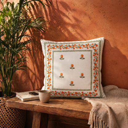Hand stitched Marigold Floral Cushion Cover