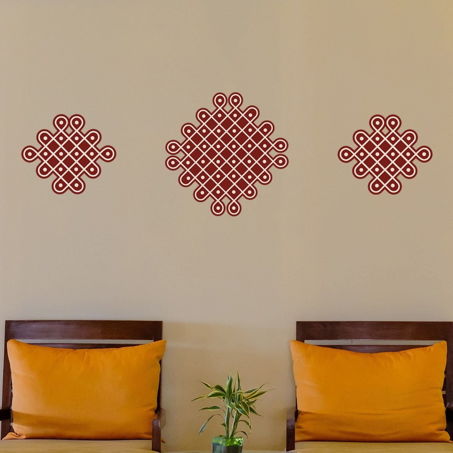 Ananta Kolam Wall Decal Set of 3 – Traditional South Indian Kolam Wall Decor