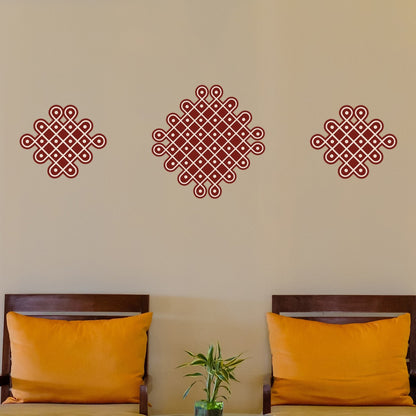 Ananta Kolam Wall Decal Set of 3 – Traditional South Indian Kolam Wall Decor