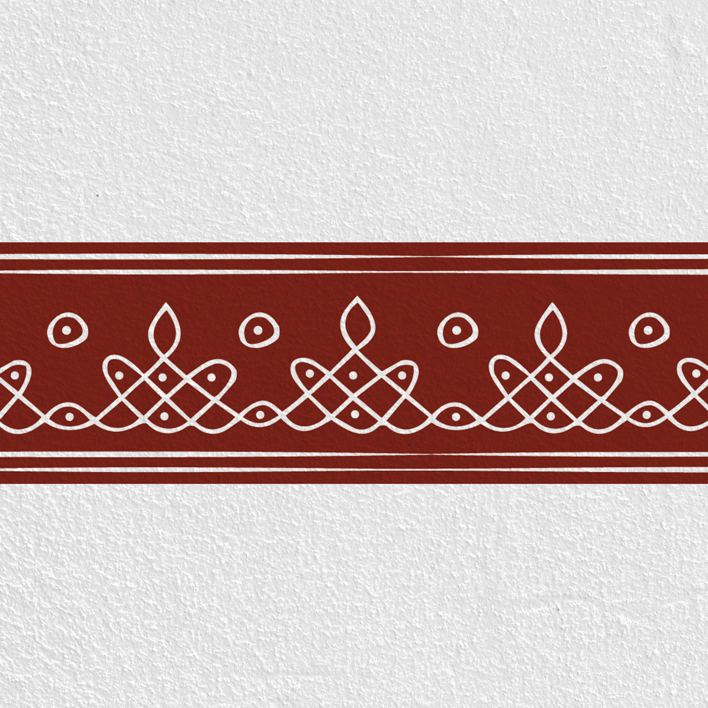 Kolam Border Band for Walls & Staircases | Traditional South Indian Peel & Stick Wall Border Decal | Air-Release Self-Adhesive Vinyl (48 x 5 Inches)