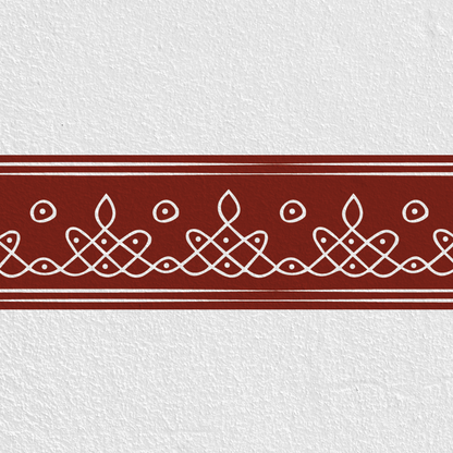 Kolam Border Band for Walls & Staircases | Traditional South Indian Peel & Stick Wall Border Decal | Air-Release Self-Adhesive Vinyl (48 x 5 Inches)