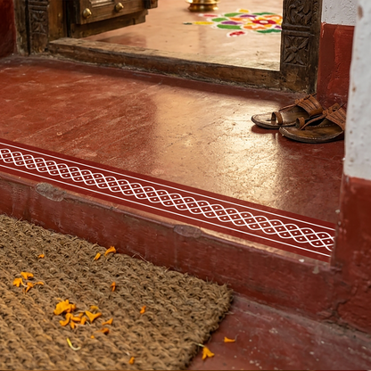 Sikku Kolam Border Band for Walls & Staircases | Traditional South Indian Peel & Stick Wall Border Decal | Air-Release Self-Adhesive Vinyl (48 x 5 Inches)
