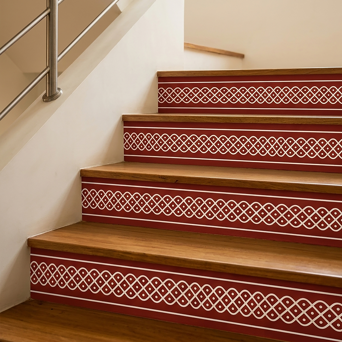Sikku Kolam Border Band for Walls & Staircases | Traditional South Indian Peel & Stick Wall Border Decal | Air-Release Self-Adhesive Vinyl (48 x 5 Inches)