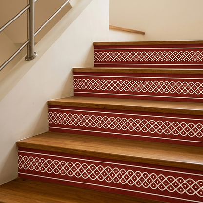 Sikku Kolam Border Band for Walls & Staircases | Traditional South Indian Peel & Stick Wall Border Decal | Air-Release Self-Adhesive Vinyl (48 x 5 Inches)