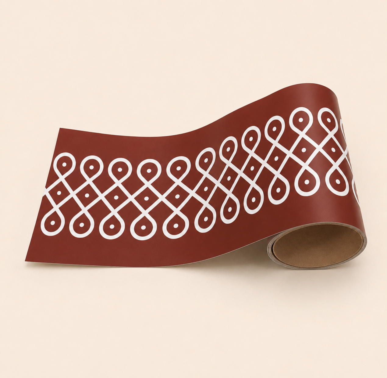 Sikku Kolam Border Band for Walls & Staircases | Traditional South Indian Peel & Stick Wall Border Decal | Air-Release Self-Adhesive Vinyl (48 x 5 Inches)