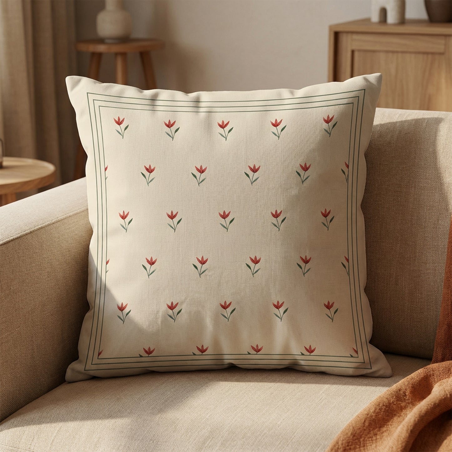 Hand Stitched Tulip Cushion Cover